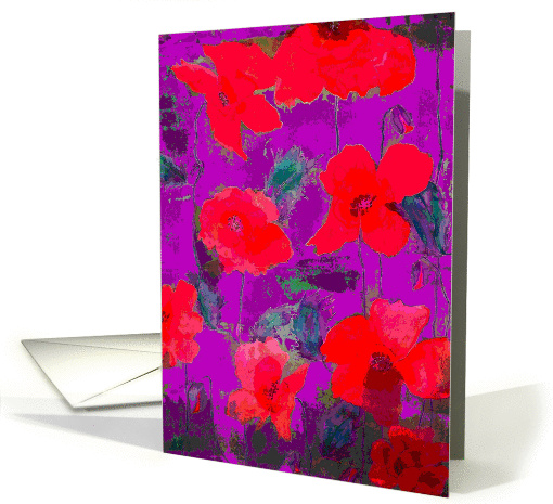 red poppies on purple card (303949)