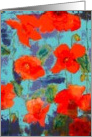 red poppies on green card