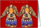 son merry christmas angels with candle card