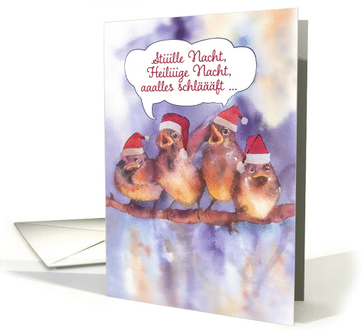 Merry Christmas in German, Silent Night song, sparrows card (306705)