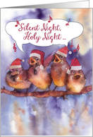 Silent Night, Christmas card, watercolor, sparrows card