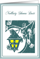 Nollaig Shona Duit light in window birdhouse card