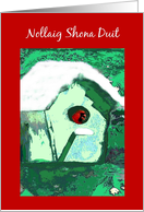 Nollaig Shona Duit bird in birdhouse card