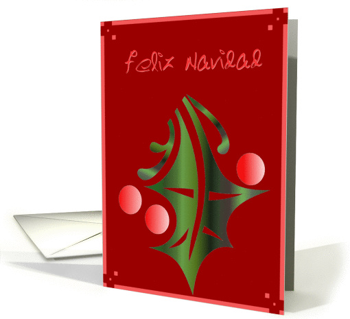 feliz navidad acebo  holly berries card (308703)