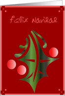 feliz navidad acebo holly berries card