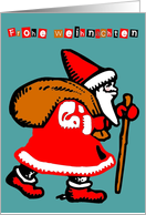 frohe Weihnachten, German Merry Christmas, santa claus card