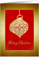 Merry Christmas, Vintage Faux Gold Glass Ornament card
