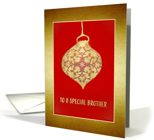 To a special Brother, Merry Christmas, Faux Gold Glass Bauble card