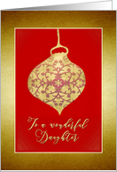 To a wonderful Daughter, Merry Christmas, Faux Gold Effect card