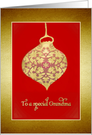 To my Grandma, Merry Christmas, Faux Gold Glass Bauble card