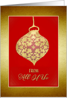 From all of us, Merry Christmas, Faux Gold Glass Bauble card