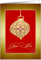 Dear Mom, Merry Christmas, Glass Bauble Ornament, Gold-Effect card