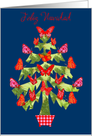 feliz navidad christmas tree with butterflies card