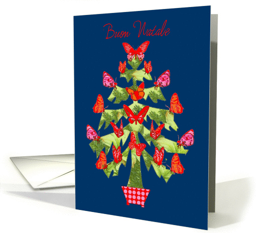 buon natale christmas tree with butterflies card (312391)