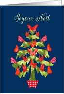Joyeux Nol, Merry Christmas in French, Tree with butterfies card