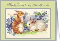 To my Grandparents, Happy Easter, Vintage Bunnies card