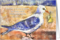 blessed are the gentle, pastel painting dove with olive branch card