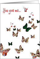 butterflies in my tummy white card