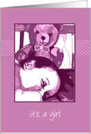 it’s a girl birth announcement card