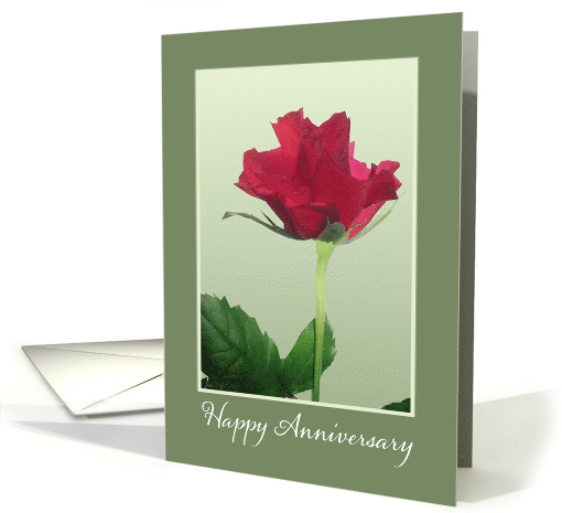 Happy Anniversary, Single Red Rose card (374043)