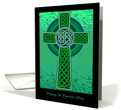 Happy St. Patrick's Day, Green Celtic Cross card (374405)