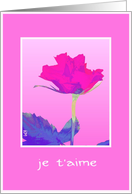 pink red rose je t’aime card