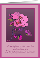 pink red rose thinking of you card