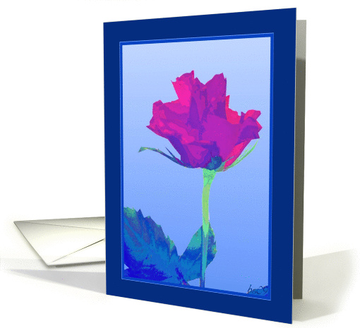 pink red rose blank blue card (375506)