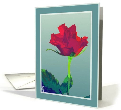 pink red rose blank green card (375508)