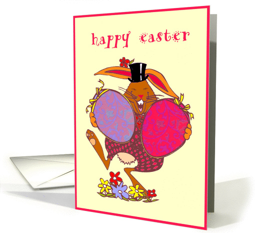 happy easter bunny and eggs card (382729)