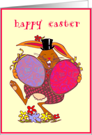 happy easter bunny and eggs card