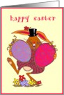 happy easter bunny and eggs card