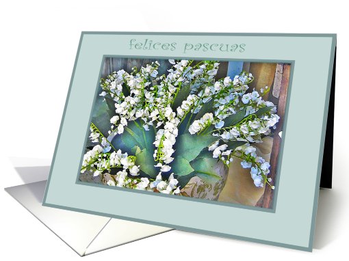 spanish happy easter, lily of the valley card (396913)