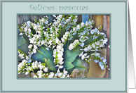 spanish happy easter, lily of the valley card