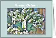 Frohe Ostern, Happy Easter in German, Lily of the Valley card