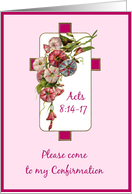 confirmation invitation pink card