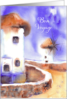 Bon Voyage, Watercolor Painting, Windmills card