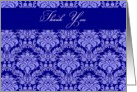 elegant blue graphic floral thank you card