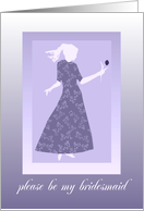 please be my bridesmaid violet pink card