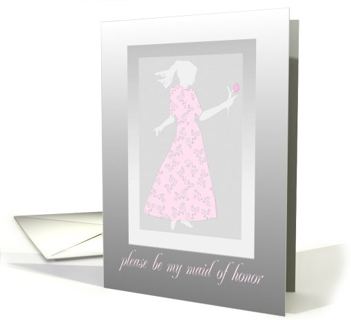 please be my maid of honor  grey pink card (404865)