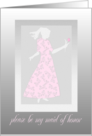 please be my maid of honor grey pink card