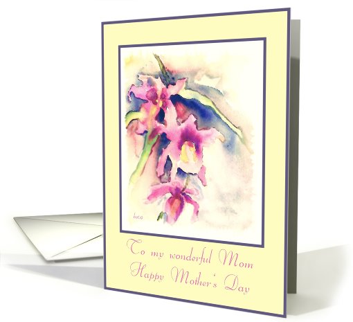 to my wonderful mom pink yellow orchids card (404887)