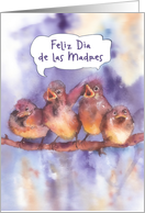 happy morther’s day in Spanish, feliz dia de las madres, cute sparrows card