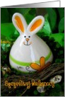 polish happy easter bunny, nest and eggs card