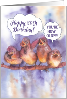 happy 20th birthday, chirping sparrows card