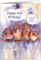 happy 89th birthday, sparrows, watercolor painting card