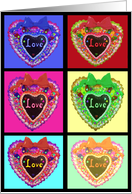 the many colors of love hearts card