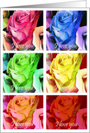 the many colors of love roses, I love you a million times card