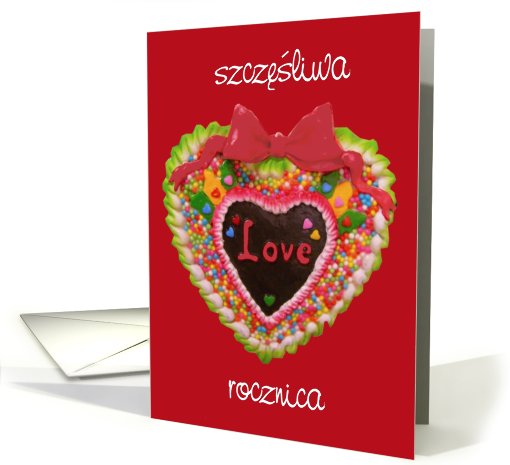 szczesliwa rocznica gingerbread heart card (430473)