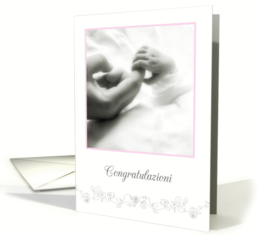 congratulazioni, congratulation in Italian, newborn baby girl card
